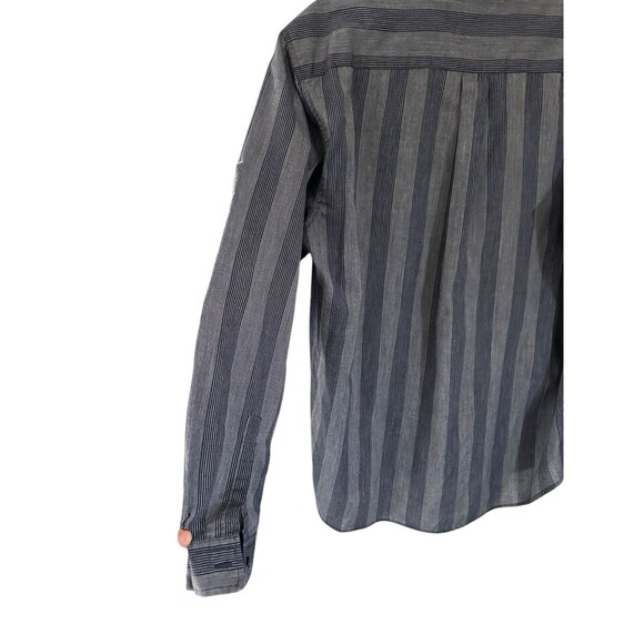 Brittania XL Blue Gray Striped Button Down Shirt 90s Retro Casual Street Style - Picture 6 of 16